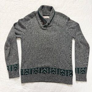 Levis Vintage Mens Shawl Collar Knit Sweater M Wool Cottage Rustic Green Grey